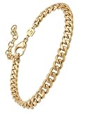 Galis Pulsera para hombre, cadena de eslabones cubanos o cadena de caja para hombre, acero inoxidable de alta calidad, regalo de San Valentín para él, oro, plata, negro, pulsera para hombre de 7 a 8