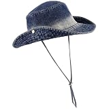 Toddmomy Denim Eimerhut Mit Breiter Krempe Für Damen Und Herren Faltbarer Cowboyhut Mit Kinnriemen Für Angeln Strandurlaub Und Outdoor Wandern