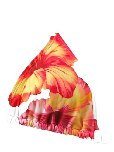 Image of ZAFUL Women's 3 Piece Swimsuit Floral Halter Triangle String Bikini Tie Side Bottom with Boho Cover Up Skirt