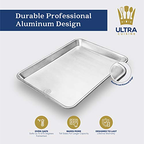 Ultra Cuisine Baking Sheet Set - Baking Pan Set - Cookie Sheet for Baking - Professional Cookie Sheets - Rimmed Baking Sheets for Oven - Jelly Roll Pan - Oven Tray Sheet Pan (Aluminum 18x13 - 2 Pack)