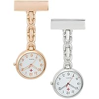 SEWOR Reloj para Personal médico Colgante Reloj de Bolsillo – con Profundo Azul Marca Piel Caja Gran Regalo (Oro Rosa & Plata)