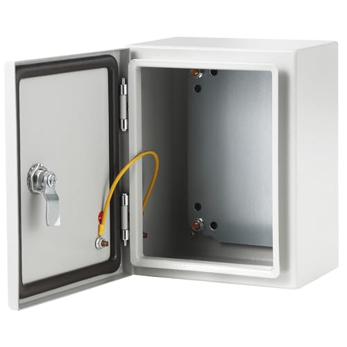 Image of Aptliton NEMA 4X Steel Electrical Enclosure Box - 10x8x6 Inch - IP66 Waterproof & Dustproof - Outdoor/Indoor Junction Box - Lockable Door & Mounting Plate - 1.5mm Wall Thickness