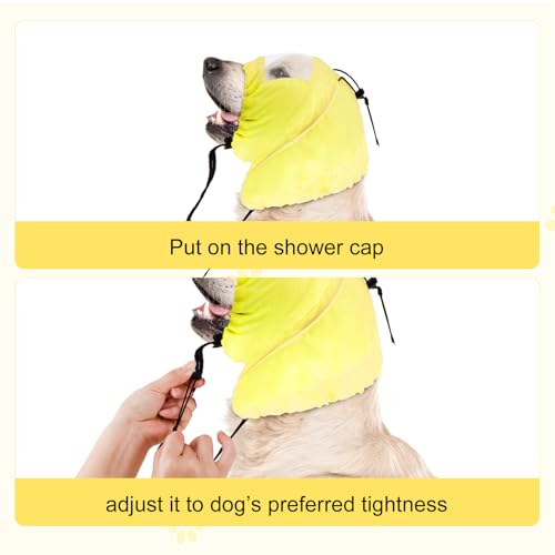 Image of Adjustable Dog Ear Protection for Swimming & Bathing - Waterproof Dog Ear Covers & Headband - Yellow