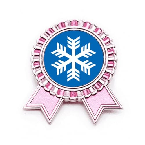 Broche flocon de neige bleu et rose taille M en métal pour le ski
