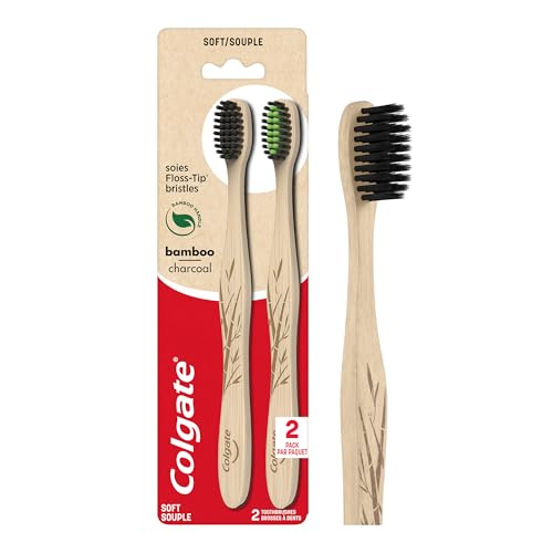 Colgate - Colgate Bamboo Soft Bristle Full Size Toothbrush (2 Pack) with Floss-Tip Bristles, BPA Free, Eco-Friendly Toothbrush, Natural Bamboo Handle, Gentle on Gums, Sustainable Oral Care - -31%