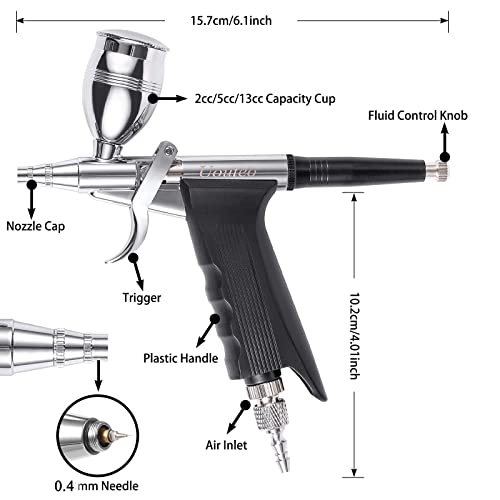 Image of Airbrush Trigger Gun Double Action Air Brush with 0.4 mm Needles 2CC /5CC /13CC Cup for Painting