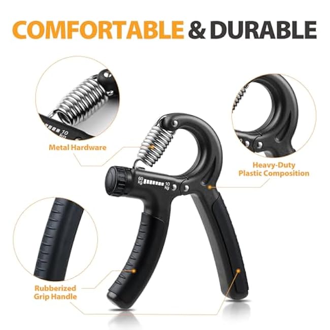 NIYIKOW 2 Pack Grip Strength Trainer, Hand Grip Strengthener, Adjustable Resistance 22-132Lbs (10-60kg), Forearm Strengthener, Perfect for Musicians Athletes