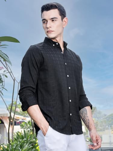 Image of Thomas Scott Men's | Solid | Long Sleeve | Polyster Blend | Casual | Button Down Collar | Shirts for Men