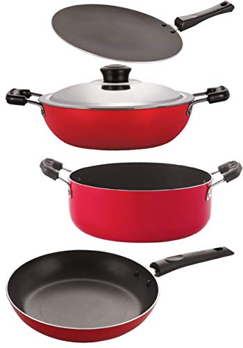 Image of Nirlon Gas Compatible Non Stick Aluminium Cookware Set of 4 Pieces (2.6mm CT11 DKD(M) Cass20 TP24)
