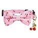 Gelwoo 2 Pack Breakaway Cat Collar with Removable Bow Tie and Bell for Boy Girl Cats,Cute Cotton Kitten Collar with Purple Lavender and Red Flower Pattern for Female Male Cats (Cherry&Strawberry)