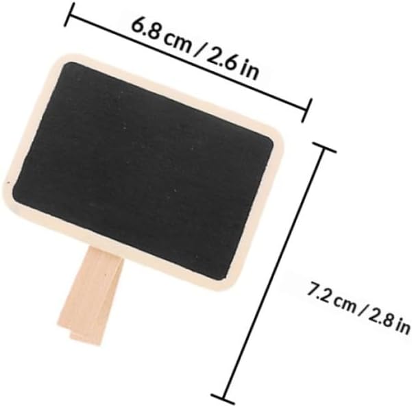 SUPVOX 50pcs Mini Wood Chalkboard Clips with Memo Boards Rectangular Black Board Signs for Food Labels and Party Buffet Tags for Home and Event Décor