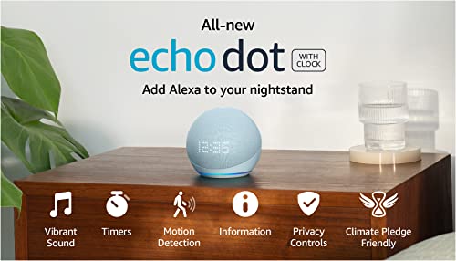 All-New Echo Dot (5Th Gen, 2022 Release) With Clock | Smart Speaker With Clock And Alexa | Cloud Blue #TOP7