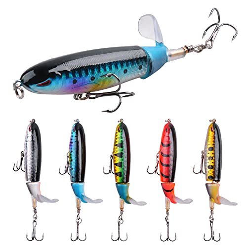 Topwater Bass Fishing Lures Set, 5pcs Plopping Minnow Lure w