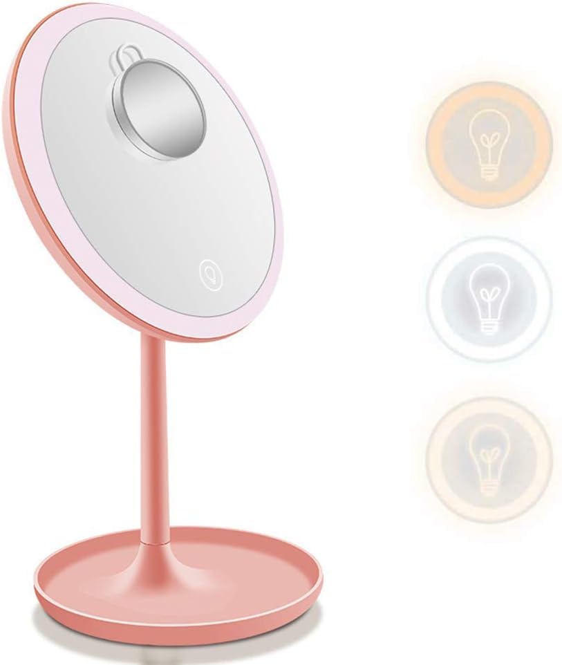 Miroir de maquillage LED 8 pouces avec loupe 5X et éclairage réglable pour chambre et salle de bain