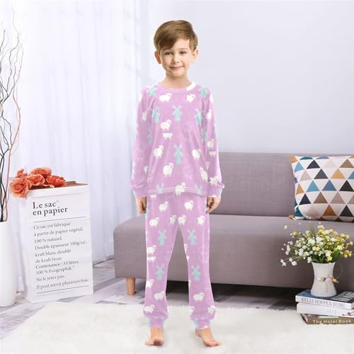 Little Sheep Windmill Soft Pajama Set for All Seasons,Breathable Pjs Long Sleeve Sleepwear,Comfy Loungewear 2 Piece Underwear Set 5T4