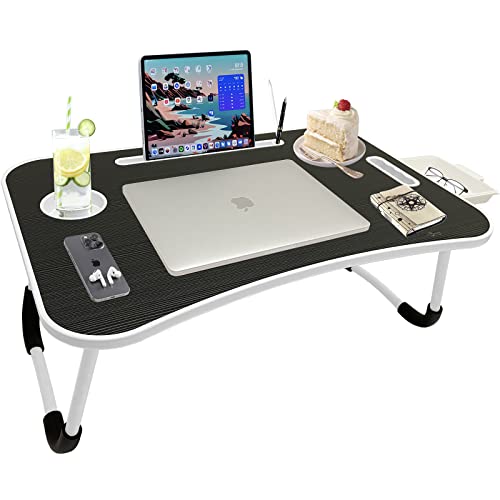 Lap Desk For Laptop, Bed Desk With Storage Drawer, Cup Holders, Portable Laptop Stand For Bed With Foldable Legs Xxl Bed Table Tray For Working, Studying, Eating (Black) #TOP2
