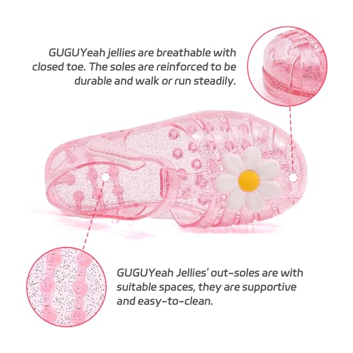 Image of GUGUYeah Jelly Sandals for Girls,Closed Toe Princess Costume Summer Dress Shoes Fisherman Gladiator Water Beach Flat Sandals for Toddler /Little Kid /Big Kid