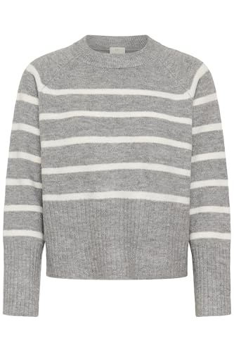 KAFFE Strickpullover KAerin XL, Light Grey Melange Chalk Strip