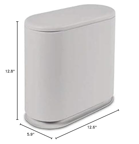 Ieek TRASH CAN With Press Top Lid,2.4 Gallon/10 Liter Garbage Can Modern Waste Basket For Bathroom,Living Room,Office,Kitchen And Narrow Spaces,Grey thumb #5
