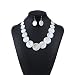 OULII Seashell Necklace Earring Set Beach Jewelry for Women(White)