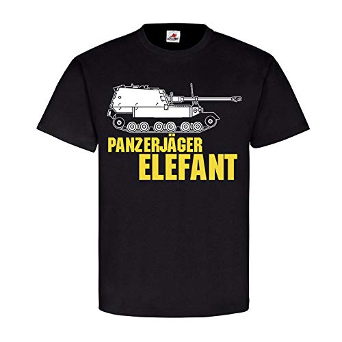 T-shirt de chasse Panzerjäger Elefant Ferdinand combat de chars noir 4XL