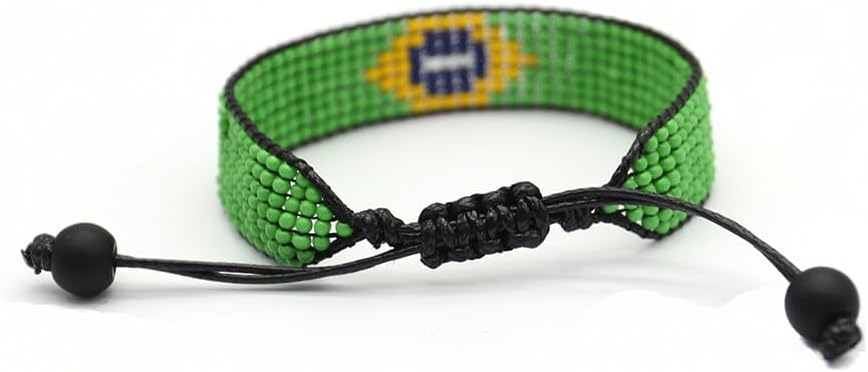 FAHARI Brazil Flag Bracelet: Handmade, Adjustable Beaded & Unisex Wristband - Image 9