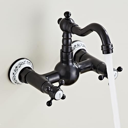 Hiendure® Miscelatore cucinastile vintage finitura in bronzo lucidato olio rubinetti doppi manici cucina