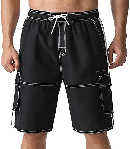ninovino Men's Polo Swim Trunks Breathable Long Swim Board Shorts with Lining Black 38