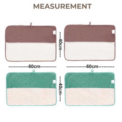 Image of Story@Home 500 GSM Microfiber Hand Towel Set of 4 | Super Soft Color Blocked Face Towel | 60 x 40 cm | Dusty Rose & Mint Green | Sensitive Skin Friendly Face Towels for Gym, Travel, Sports, Bathroom
