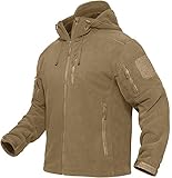 TACVASEN Herren Polar Fleece Jacke Outdoorjacke Winter Hoodie Übergangsjacke Pullover, Sand, Gr. L