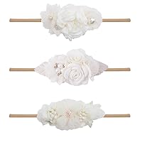 Vista 15 de Diadema floral de nailon para bebé, 3 piezas, accesorios para el cabello, regalo para niñas (31#)