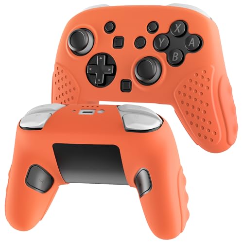 PAWDIARY 2025 Soft Silicone Case Compatible with Nintendo Switch 2 Pro Controller, Anti-Slip Switch 2 Pro Controller Protective Cover Skin, Ergonomic Comfort Handle Design – Orange