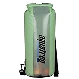 Aquafree アウトドア防水バッグ 24L グリーン 密封防水 円筒型 透明グリッド素材