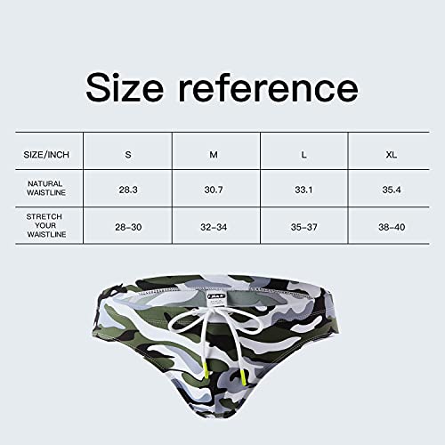 F Plus R Men's Low Rise Swimwear Briefs Print Bikini Swimsuit Adjustable Drawstring Removable Pad Camouflage Small #TOP6
