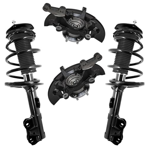 Image of Detroit Axle - Front Steering Knuckles & Wheel Hub Bearings + Struts w /Coil Spring for 2012-2017 Toyota Camry 2.5L 2013 2014 2015 2016 Replacement - 4pc Set