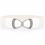 Cuero PU+Elastic SAIBANGZI Sra. Mujeres Todas Las Temporadas Mariposa Hebilla De Nudo Moda Vestido De La Cintura Elástica Cinturón Ancho Novia Presente Blanco 68-98Cm