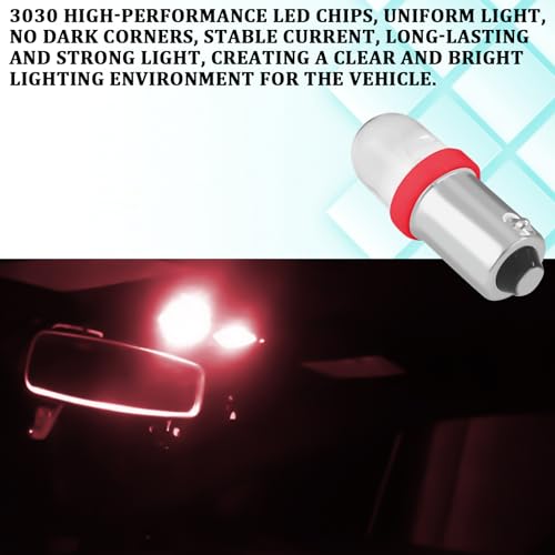 10 piezas bombillas LED BA9S rojas 12V 6000K para auto miniatura 3