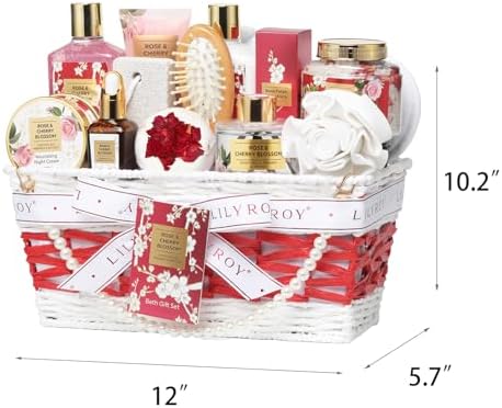 Mothers Day Gifts for Women - Rose & Cherry Blossom Bath and Body Gift Basket Set for Mother Spa Gift Set for Women - 19-Piece Bath & Body Care Kit | Mothers Day Gift for Mom, Christmas Gifts, Valentines Day, Gift for Wife — view 6
