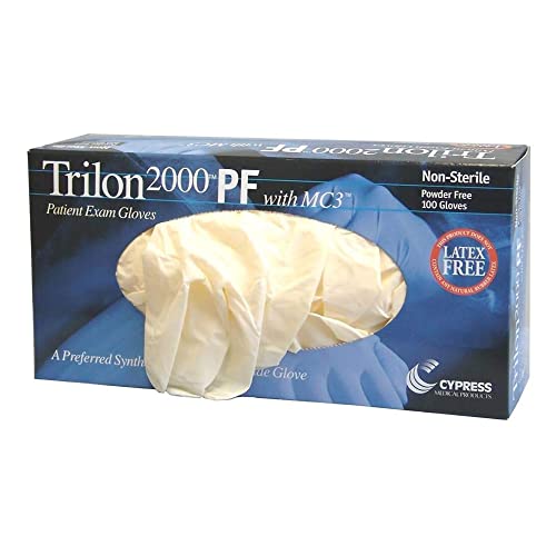 Trilon 2000 PF with MC3 Vinyl Exam Gloves Powder-Free Latex-Free Non-Sterile Medical Gloves - Ivory Size XL 100 Count 1 Box