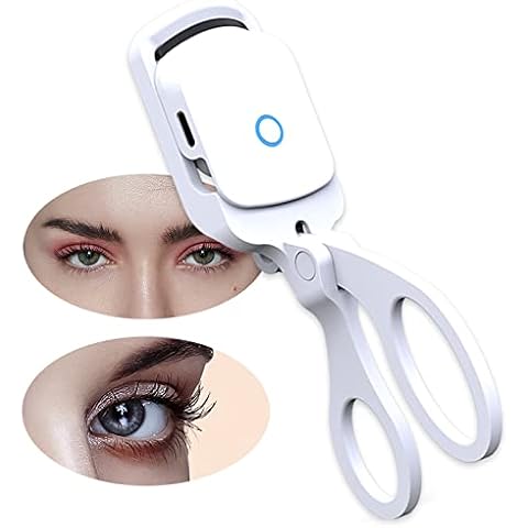Heated Eyelash Curler,Electric Eyelash Curlers,Eyelash curlers,USB Rechargeable Two-Speed Temperature Control Eyelash Curler with Sensing Heating Silicone Pad,Quick Natural Long Lasting(White) Cover