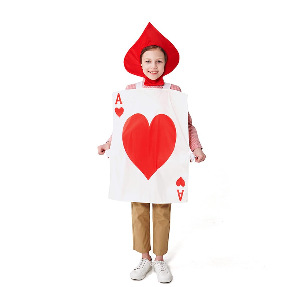 Ace Playing Card of Hearts/Spades Halloween Costume with Hat Cosplay One Size Fits Most Unisex Adult Funny Outfit