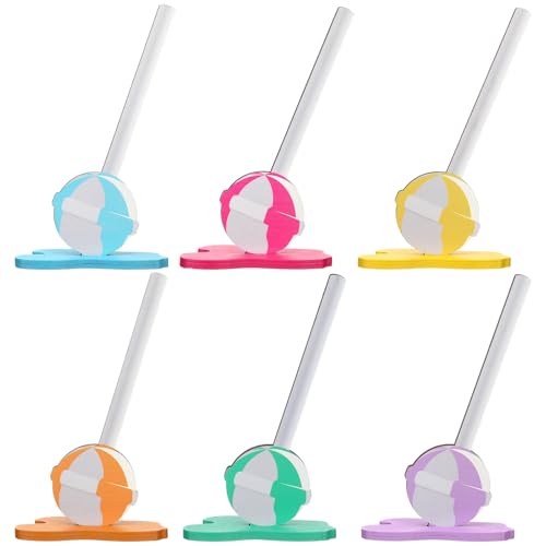 Chunful 6 Pieces Wooden Lollipop Table Centerpiece Sign Candyland Party Decorations Summer Bar Tiered Tray Decor for Summer Sweet Shop Party Baby Bridal Shower Wedding Birthday Supplies