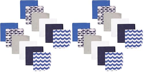 Image of Luvable Friends Unisex Baby Cotton Rich Washcloths, Fishes, One Size (Pack of 2)