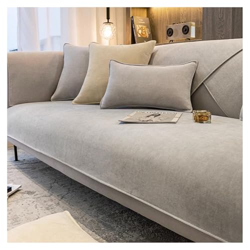 FYFWPA Sofa Überzug Chenille Sofabezug Weiche: Haustier rutschfest Sofaschoner Vintage 1/2/3/4 Sitzer Couch Überzug Einfarbig Sofaüberwürfe für U Form L Form Sektionssofa (Hellgrau, 70 * 120cm)