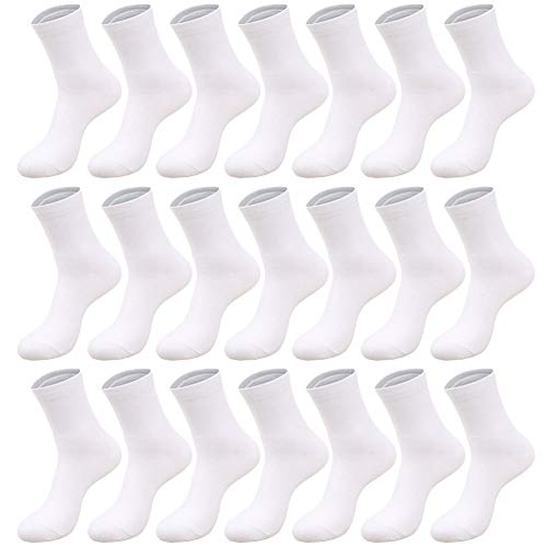 20 Pairs Mens Crew Socks Pack Ankle Mulitpack Casual Cotton Sox White M