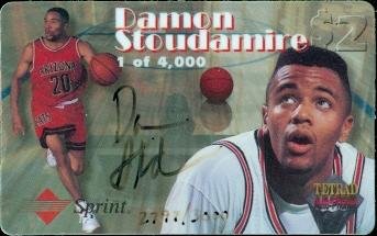 Damon Stoudamire autographed Basketball Card (Arizona) Sprint 
