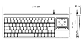 Perixx PERIBOARD-514 PLUS Tastiera con Trackball - USB - con Filo - con 2 Porte USB Hub - English Layout