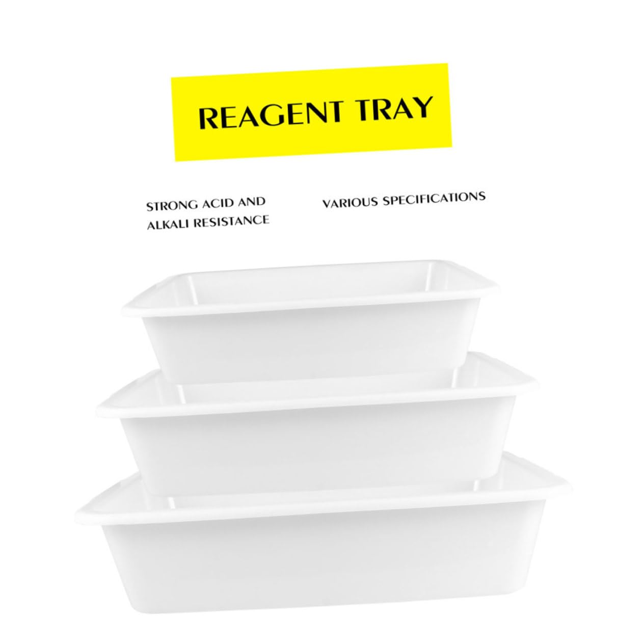 CIYODO Professional Reagent Tray Acid and Alkali Resistance 3pcs Lab Tray for Chemistry Use Safe and Sturdy