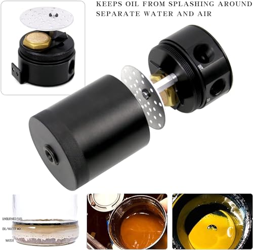 Image of Sporacingrts 2PCS Compact Oil Catch Can, Reservoir Tank ,Baffled 2 Port Oil Catch Tank ,Aluminum Air Oil Separator (Universal Black)