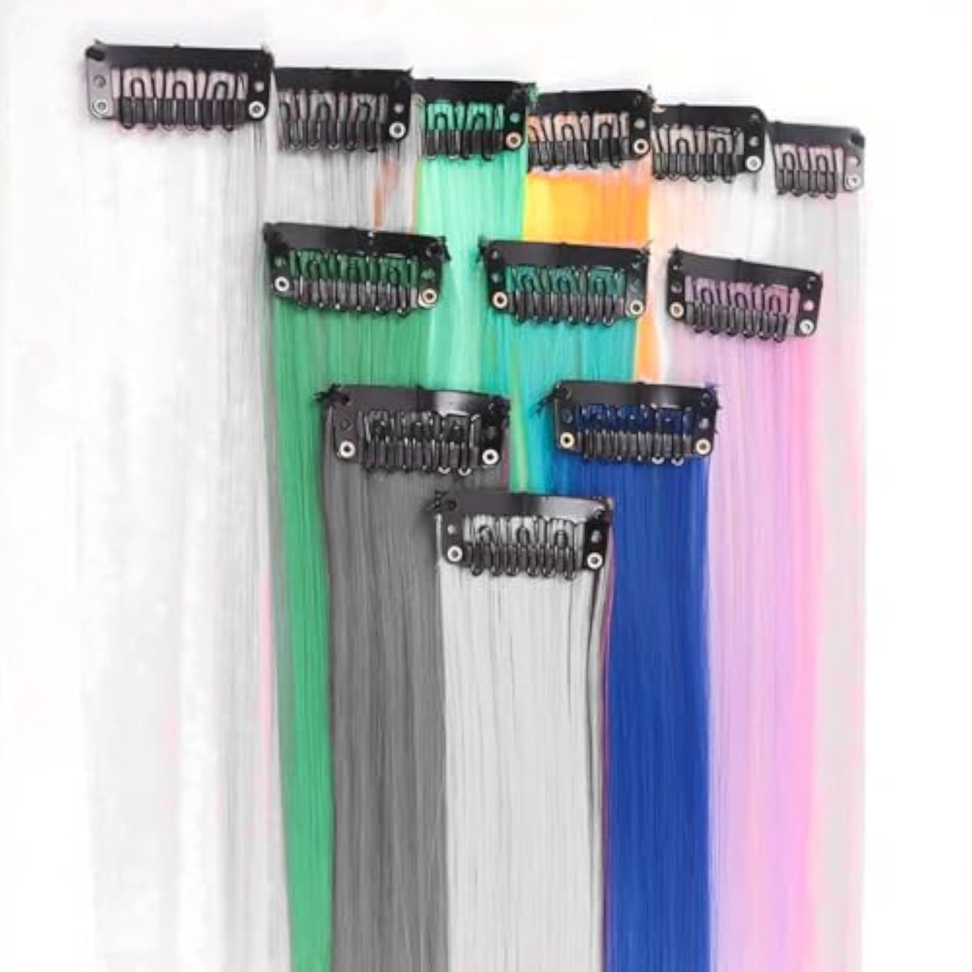 2pc Light Green Synthetic Hair Clip Extensions for Women
